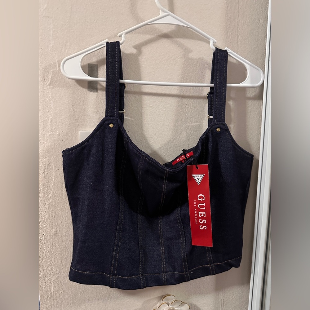 GUESS Women's Navy Denim Top